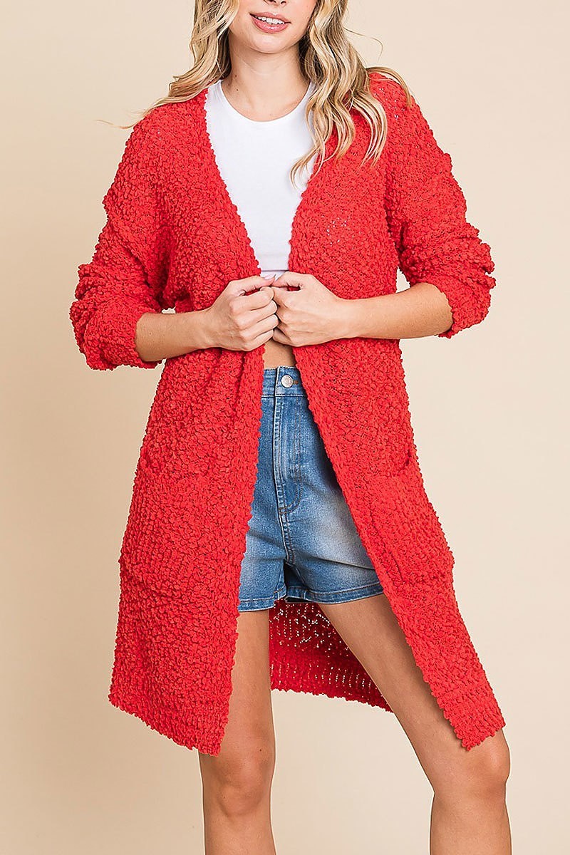 Cozy soft hairy popcorn cardigan (EDH1890-4)