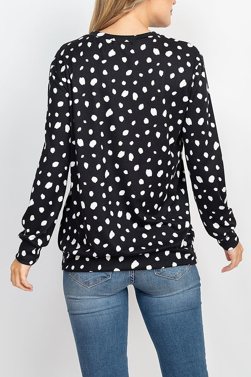 Long sleeve animal print top with kangaroo pocket (EF2224)