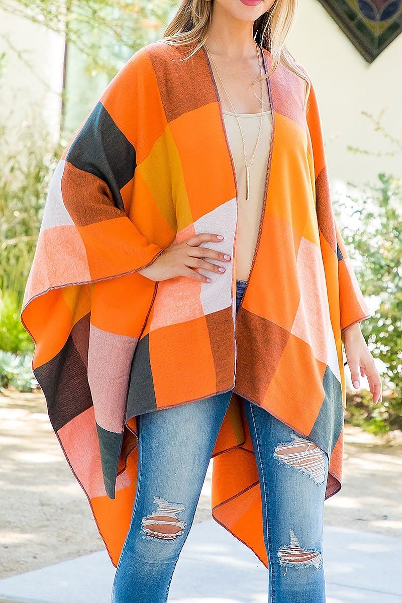 Square multicolor warmer kimono wrap (DGS5847)