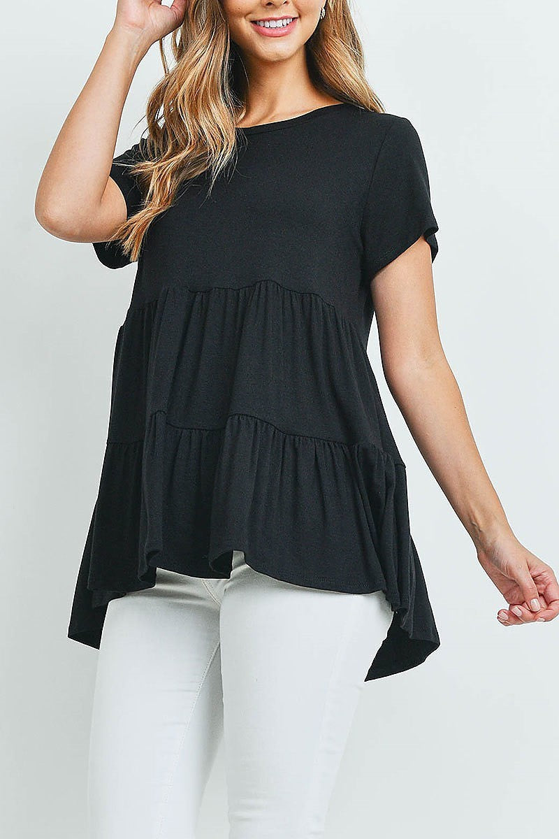 Tiered layered round neck top (ED9948)