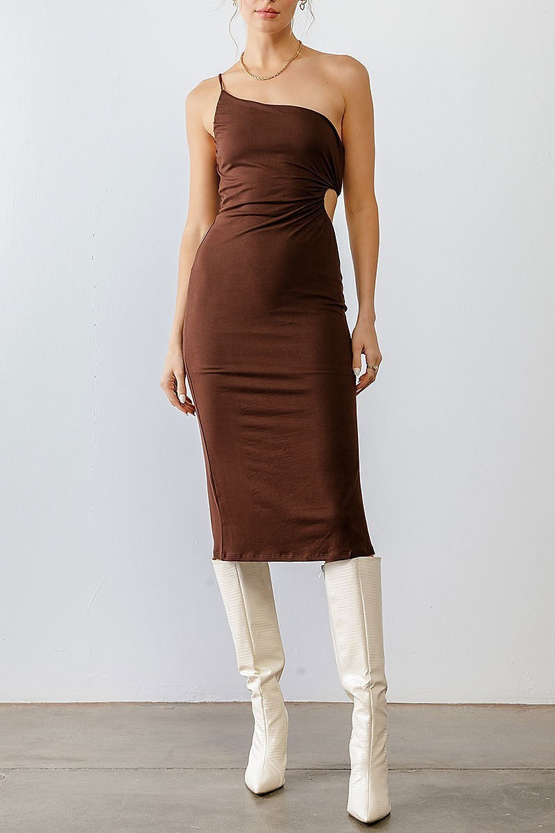 One shoulder cutout side midi dress (TED1753)