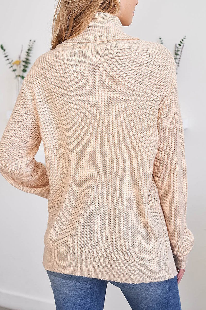 Cable ribbed detail turtle neck sweater (DGS5669)