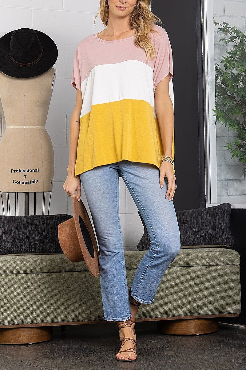 Color block tunic top (EDSW3910)