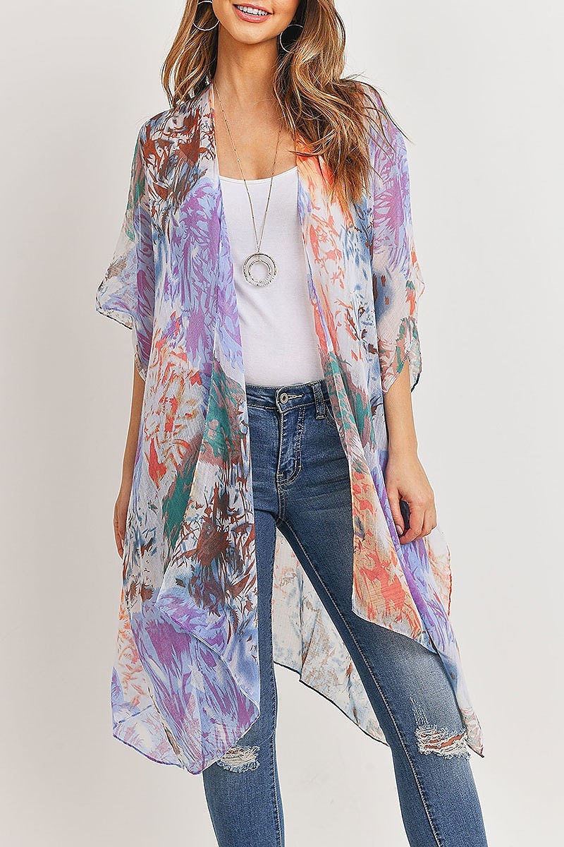 Abstract print open front kimono (DGS5152-PU2)