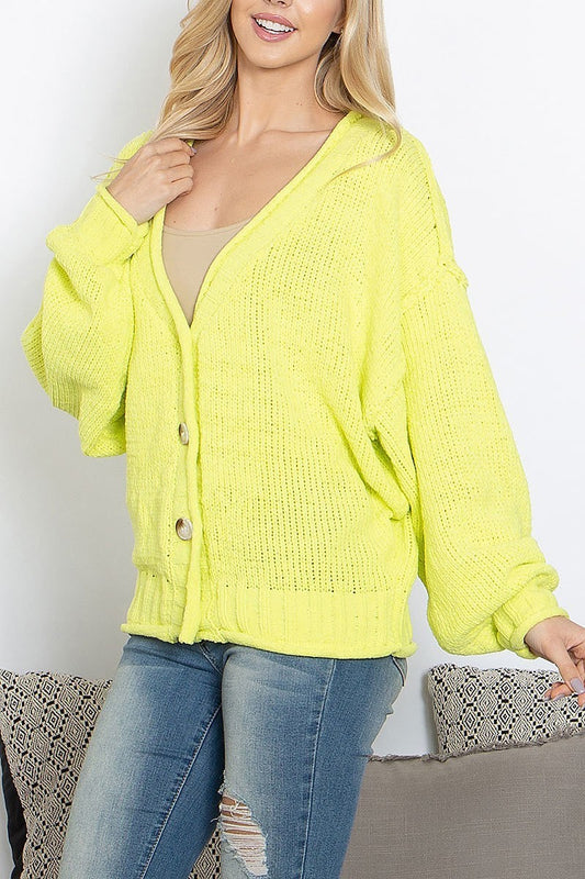 Puff sleeve button down sweater (DGS5898)