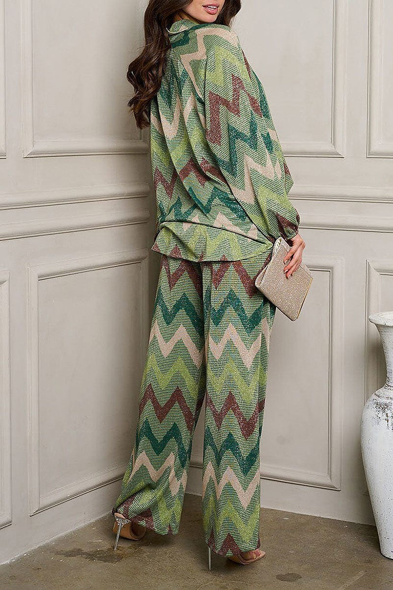 Long sleeve top and pants multi print set (EDWT9751)