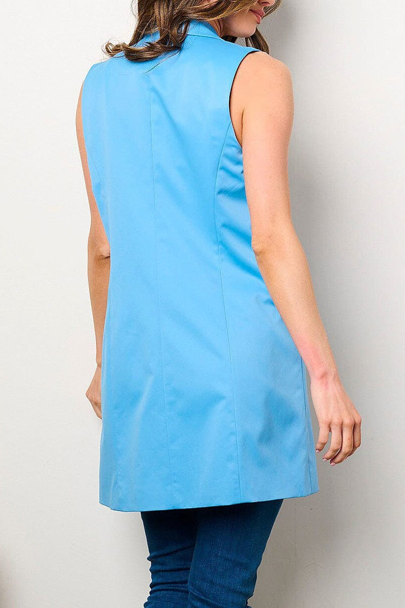 Sleeveless open front pockets vest (EFWT9095)