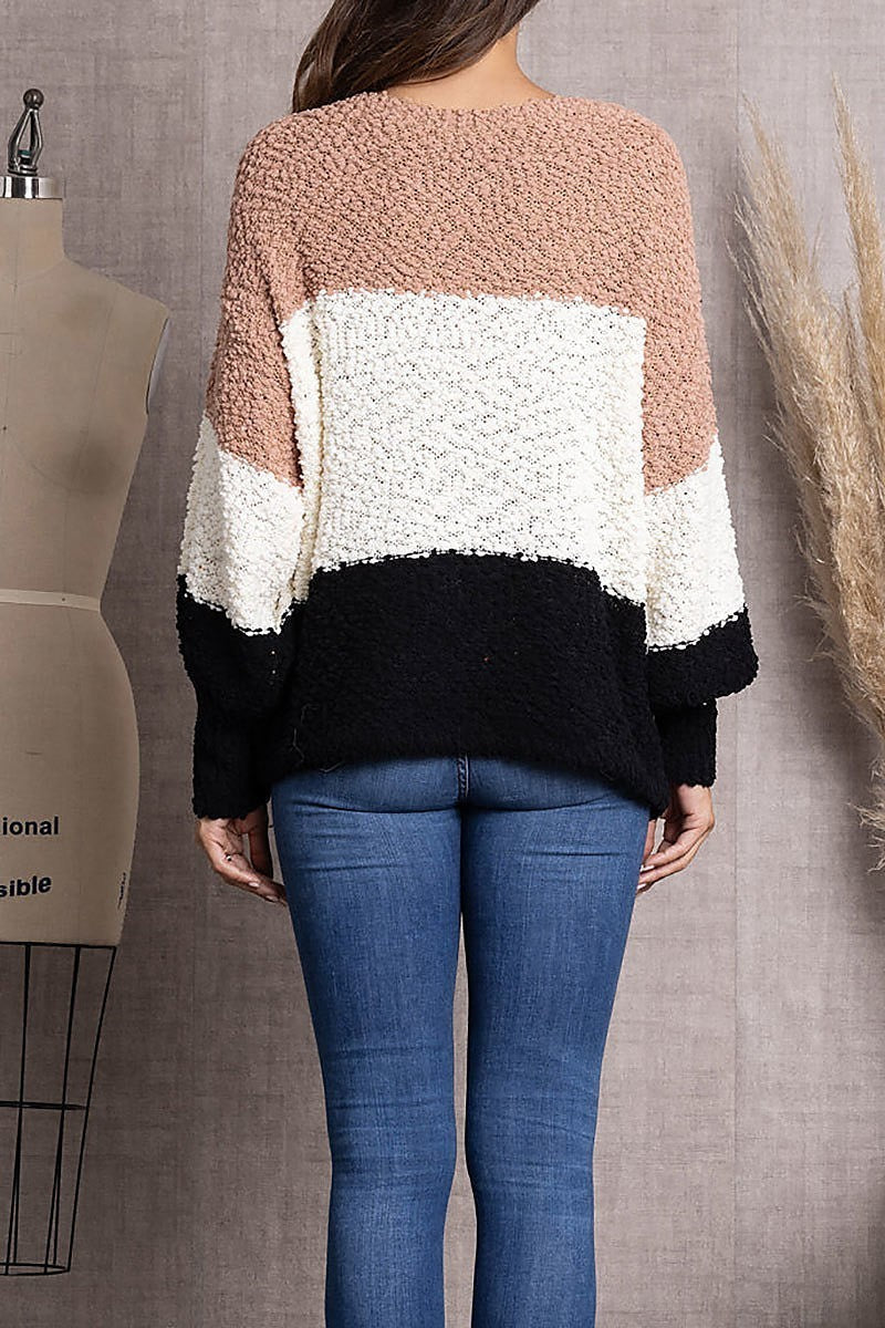 Color block long sleeve sweater (EDSW3484)