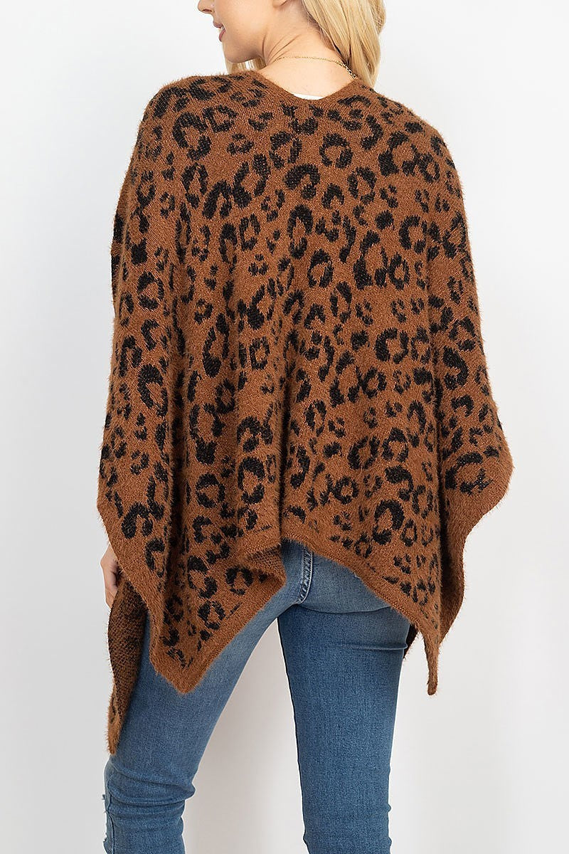 Leopard print sweater poncho (DGS5332)