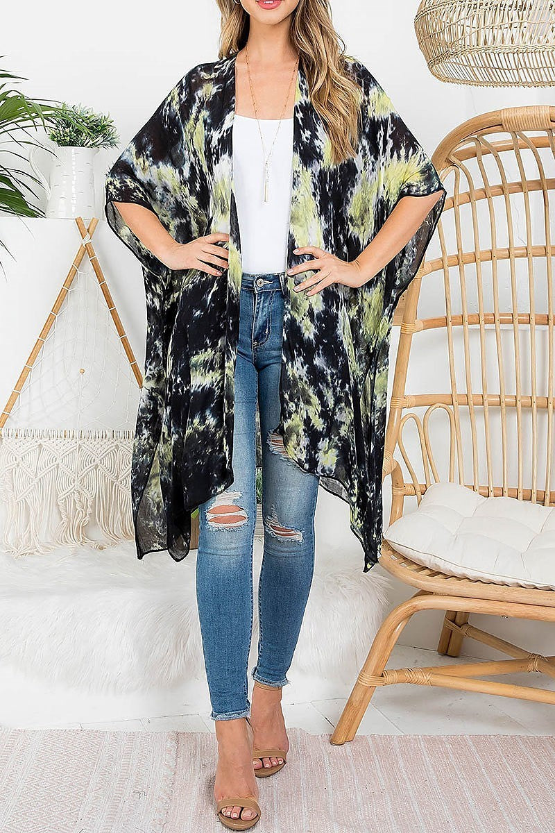 Tie dye bohemiian open front kimono (EF3271)