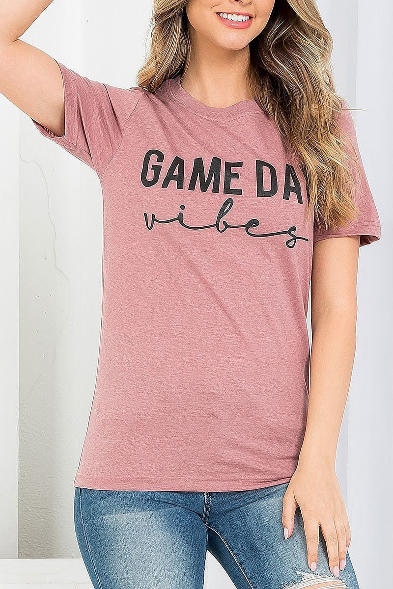 Game day vibes graphic tee top (EF3537)