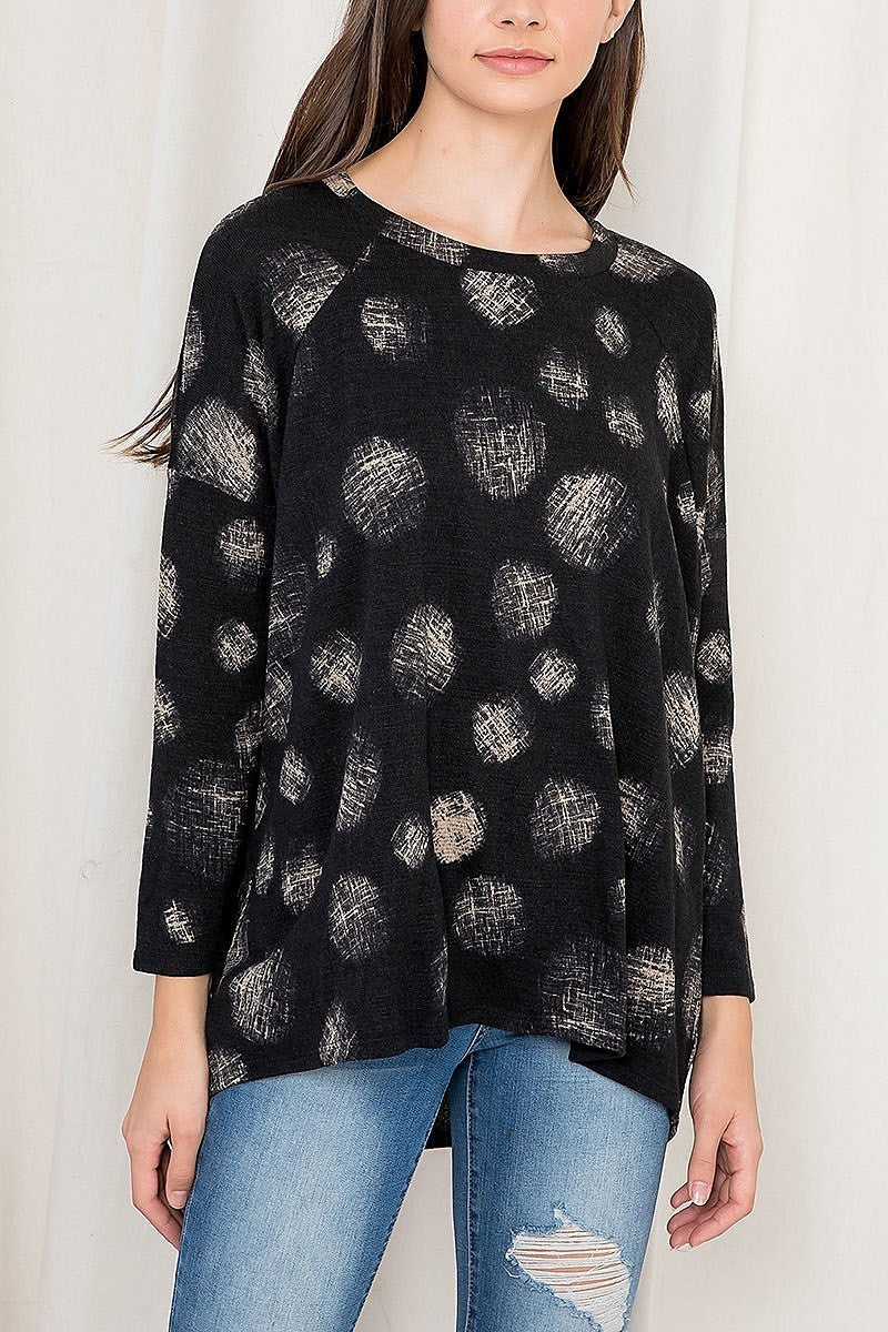 Geo print crew neck loose fit top (EF2678)