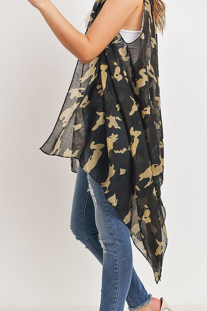 Camouflage print open kimono (DGS5147)