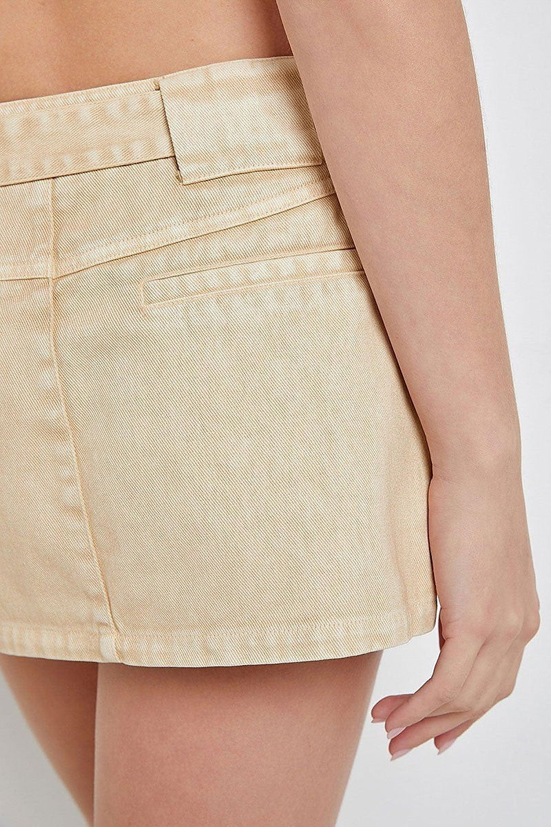 Buckle belted low rise front pocket mini skirt (TED2829)