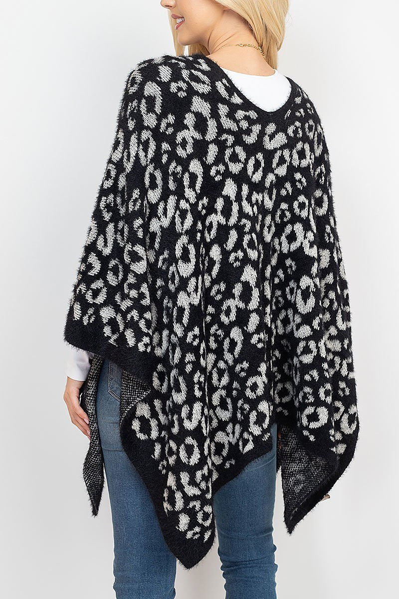 Leopard print sweater poncho (DGS5331)