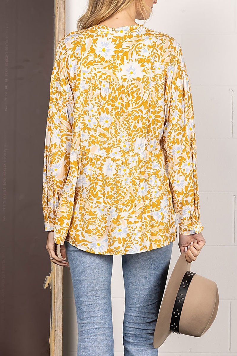 Floral print button down long sleeves top (EDSW4048)