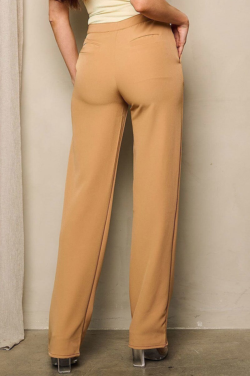 Zip up pockets straight leg pants (EFWT4492)