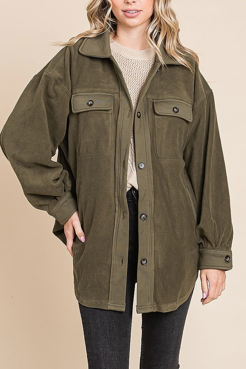 Fleece buttoned down oversized jacket (EDH1900)