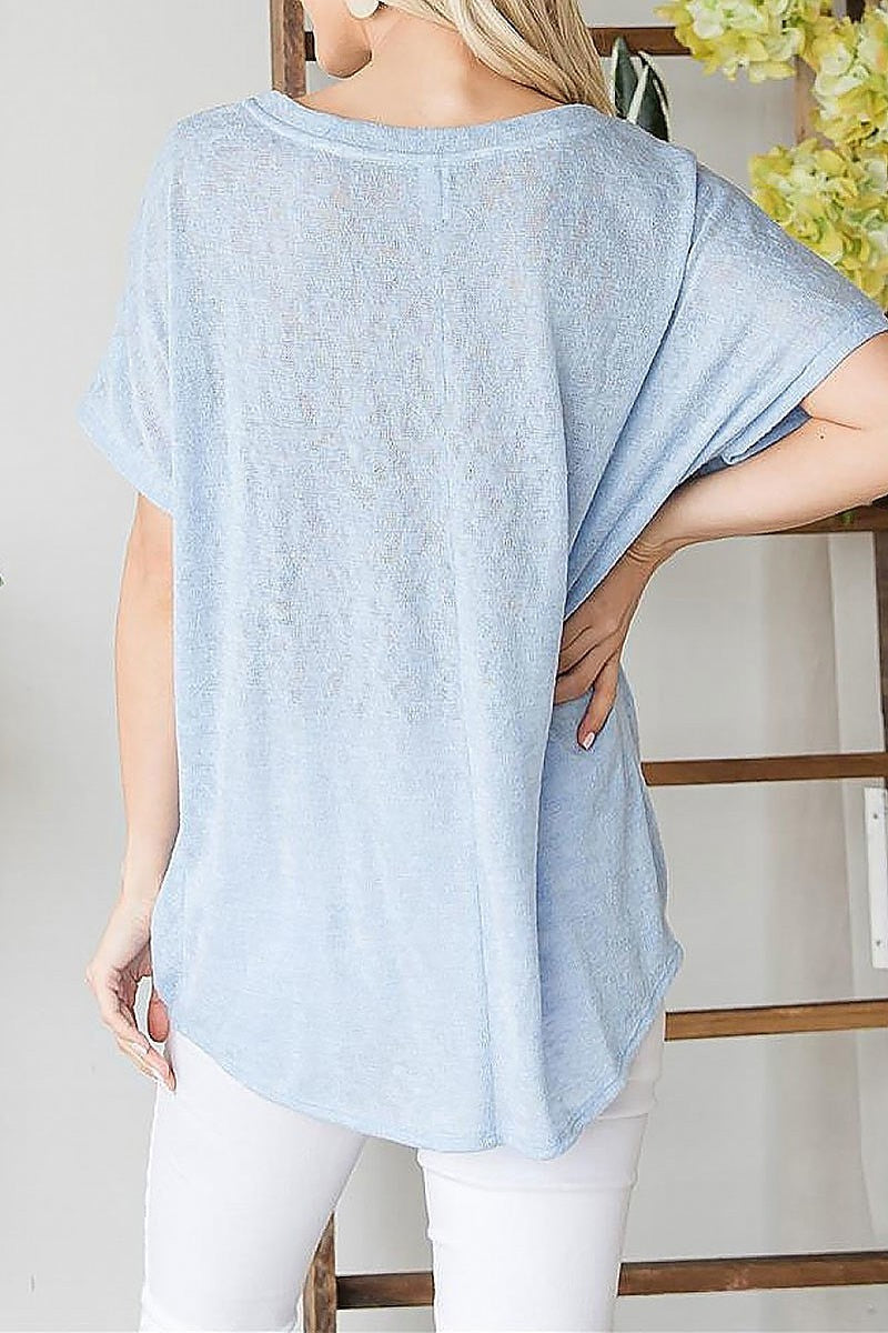 Lightweight front knot shortsleeve top (EF6111)