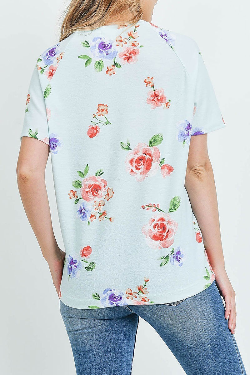 Short sleeves floral print top (ED9314)