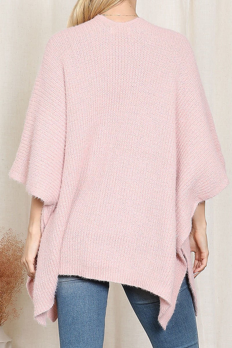 Knitted solid color with pocket kimono (DGS6312)