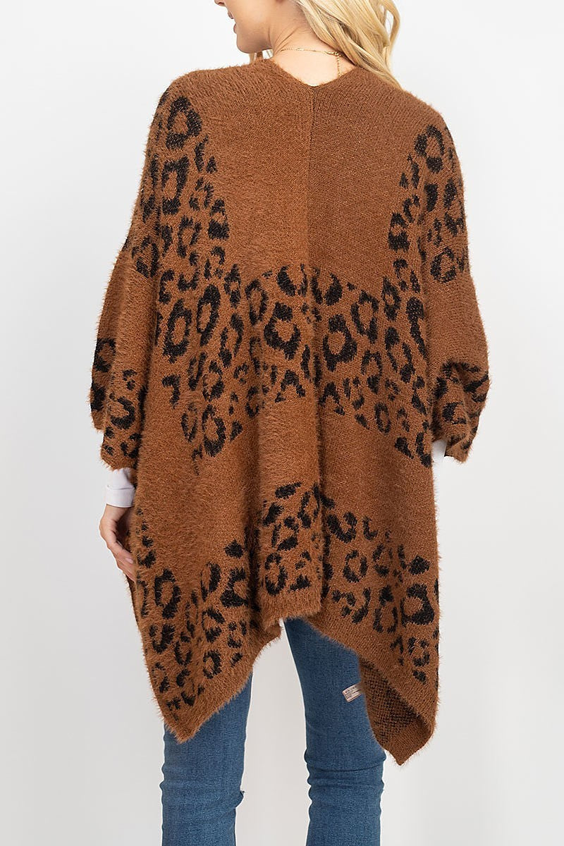 Leopard print sweater kimono (DGS5336)