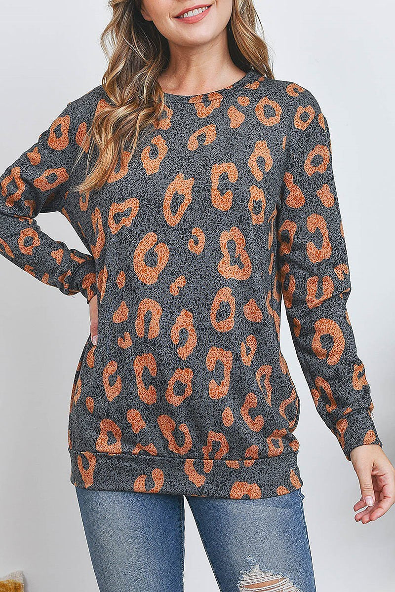 Burn out leopard long sleeve top (EF2632)