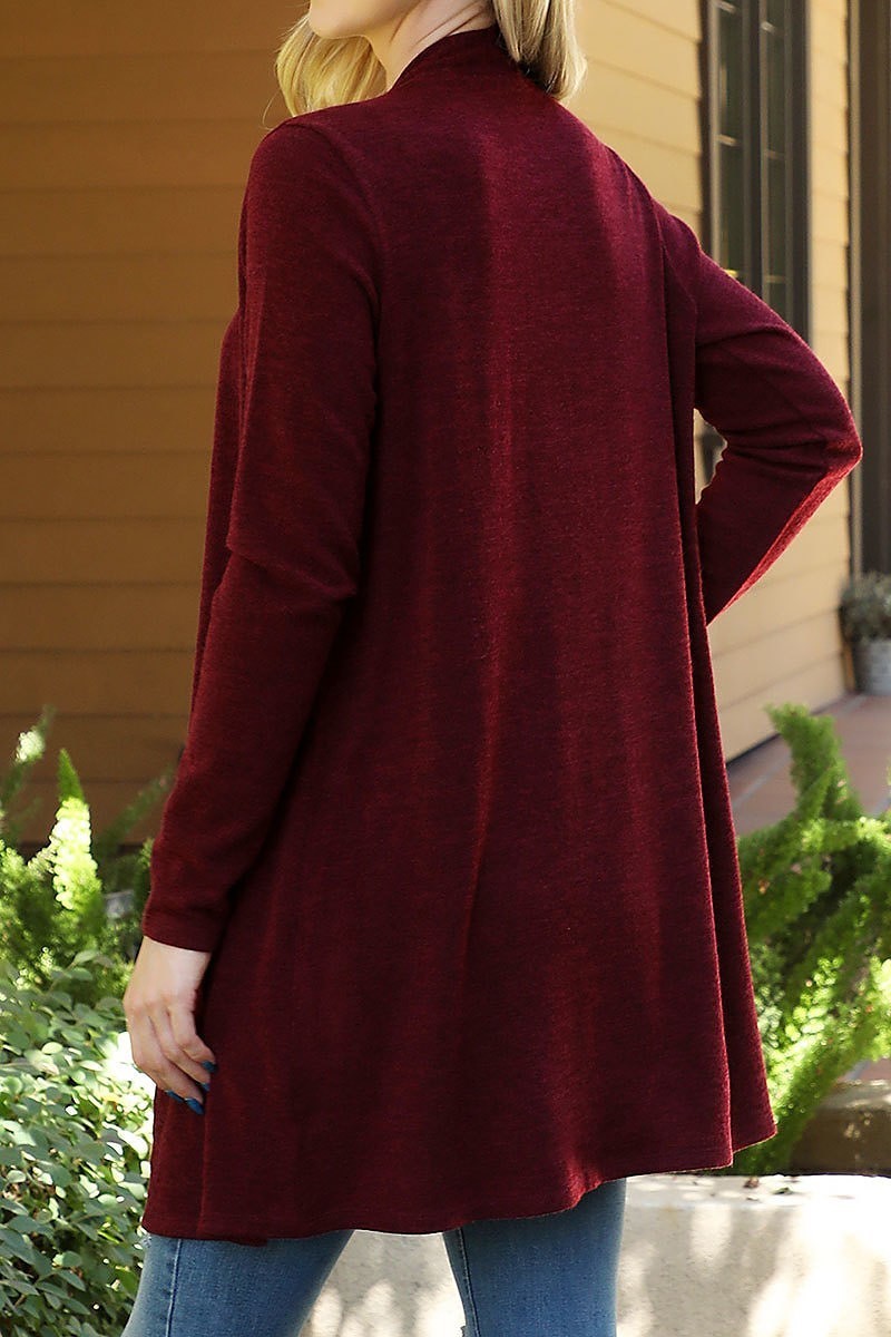 Solid front pockets open cardigan (DGS6298)