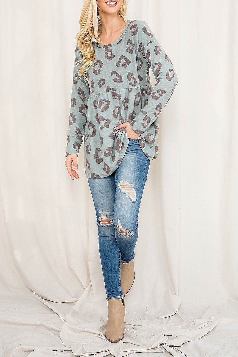 Animal print loose fit top (EF2763)