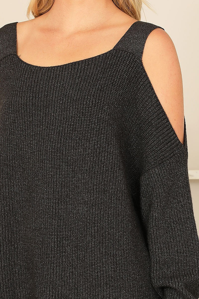 Cold shoulder knitted sweater (DGS6655-1)