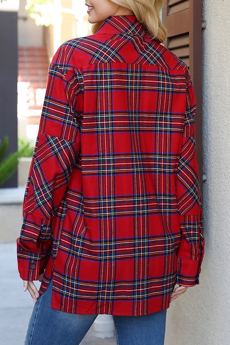 Plaid button detail top (DGS6338)