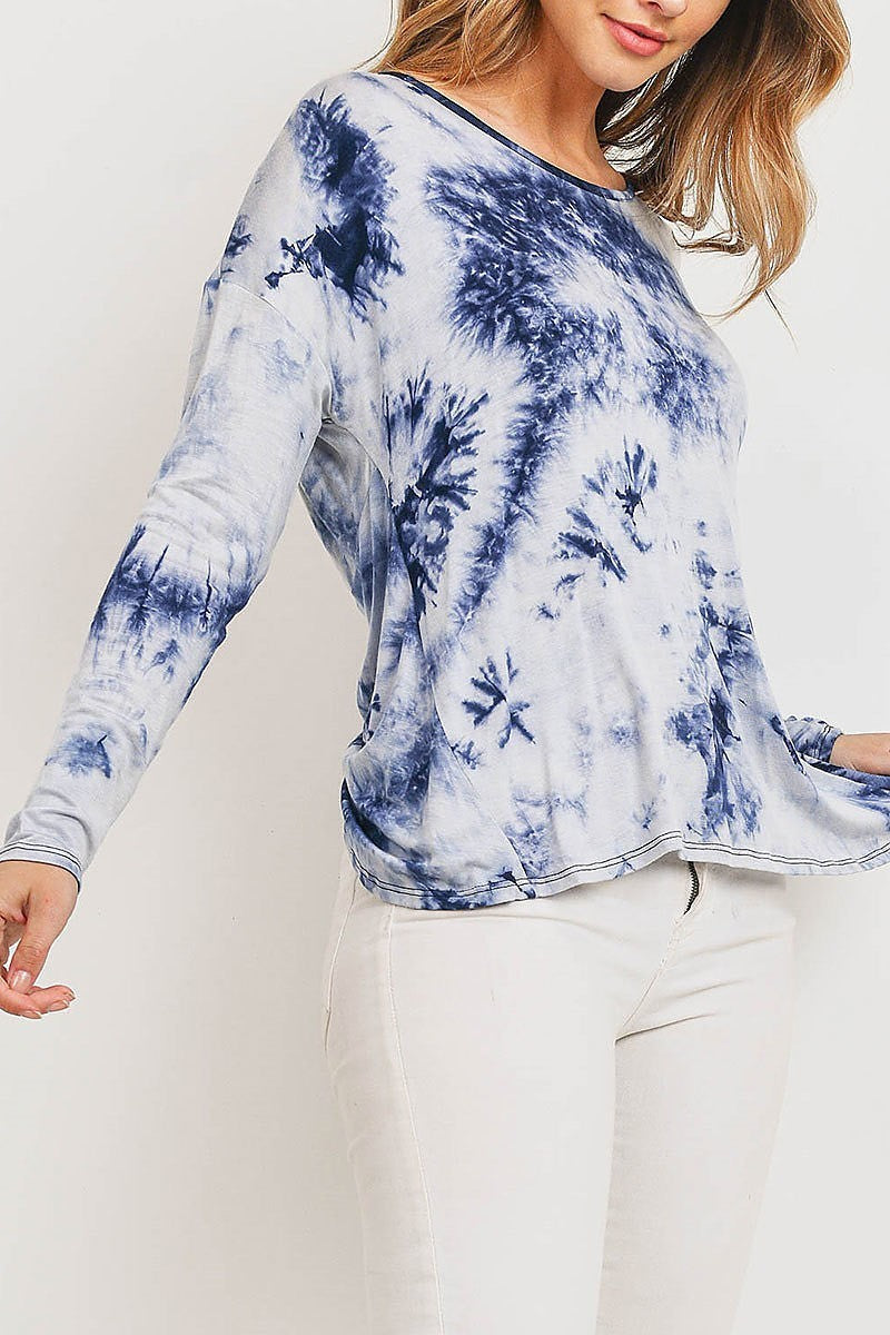 Twist open back tie dye top (ED8928-1)