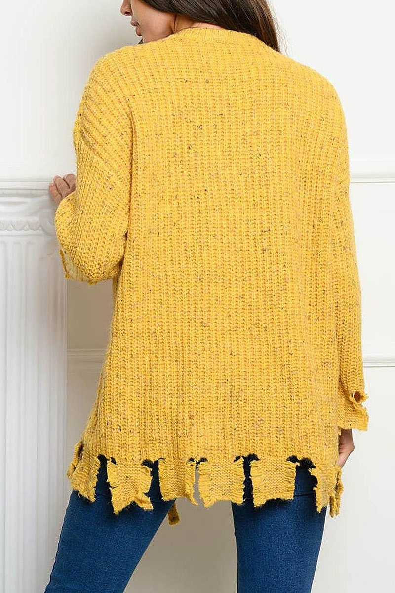 Long sleeve heathered yarn sweater (EDWT4051)