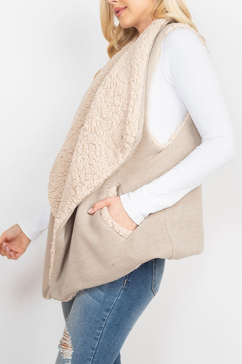 Wool shawl vest with pocket (DGS5295)