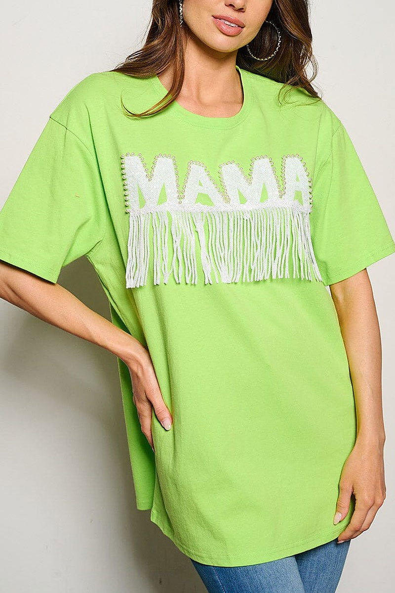 Short sleeve mama graphic top (EGWT1132)