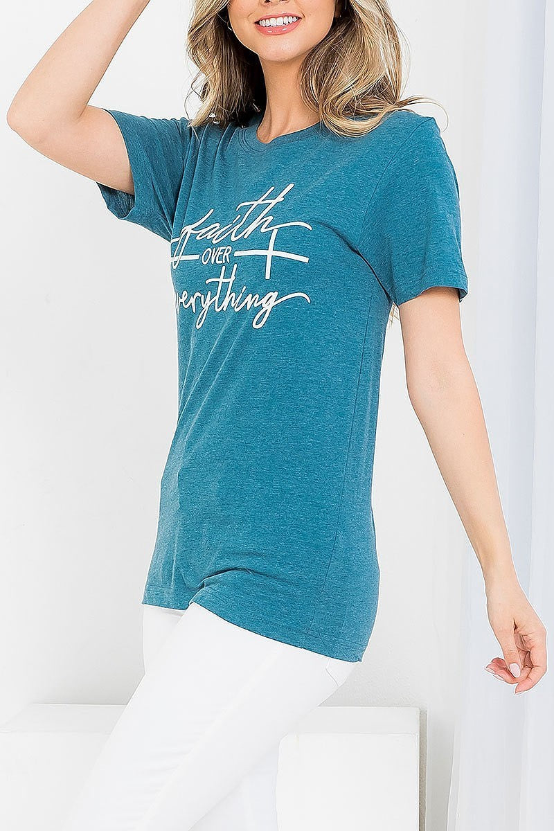 Faith over everything graphic tee top (EF3540)