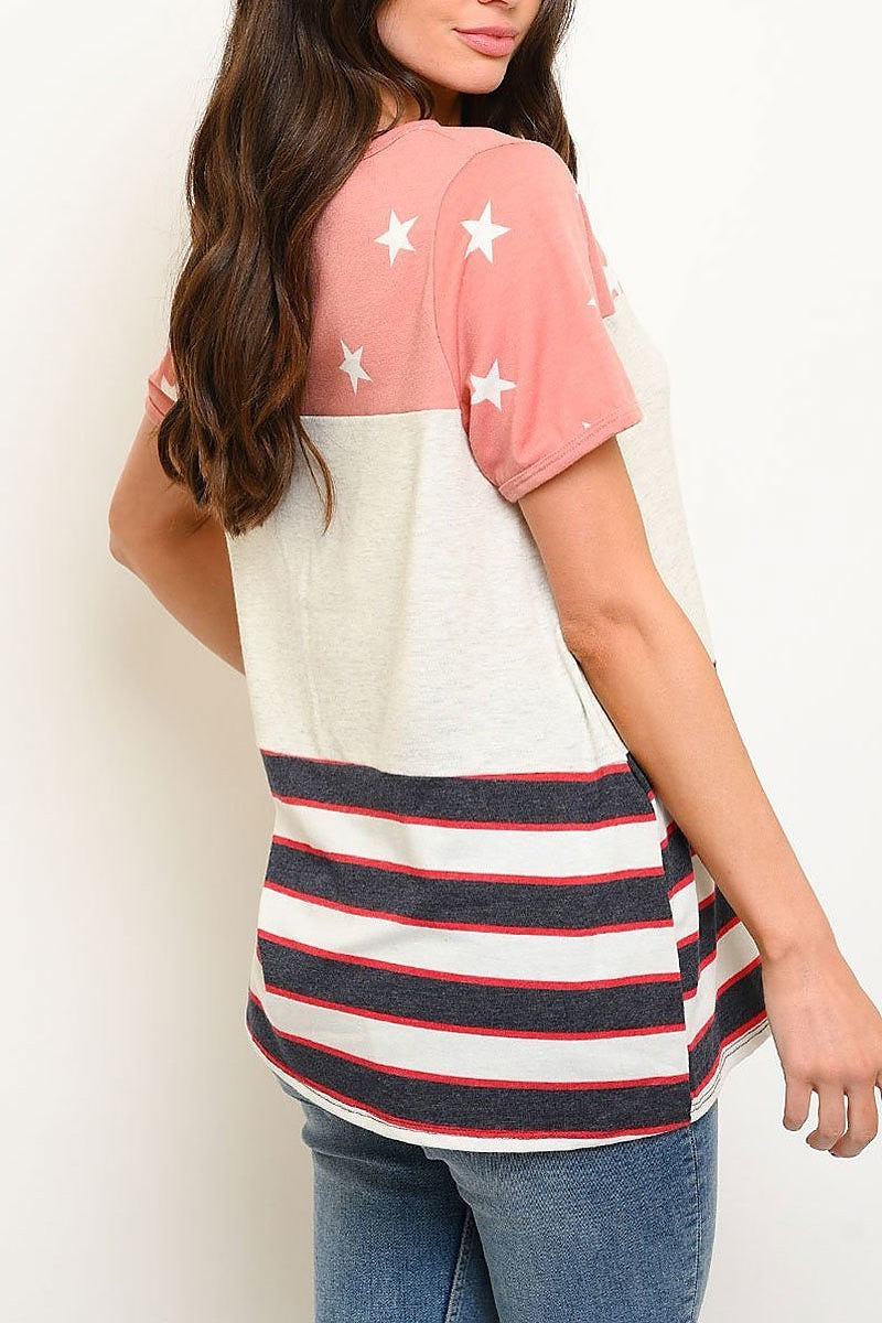 Stars and stripes knit top (EDWT2204)