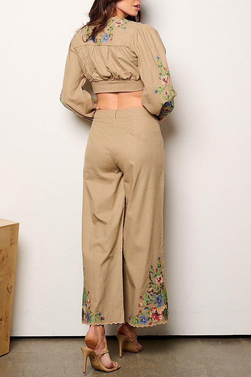 Crop top & palazzo pants embroidery detailed (EFWT9343)