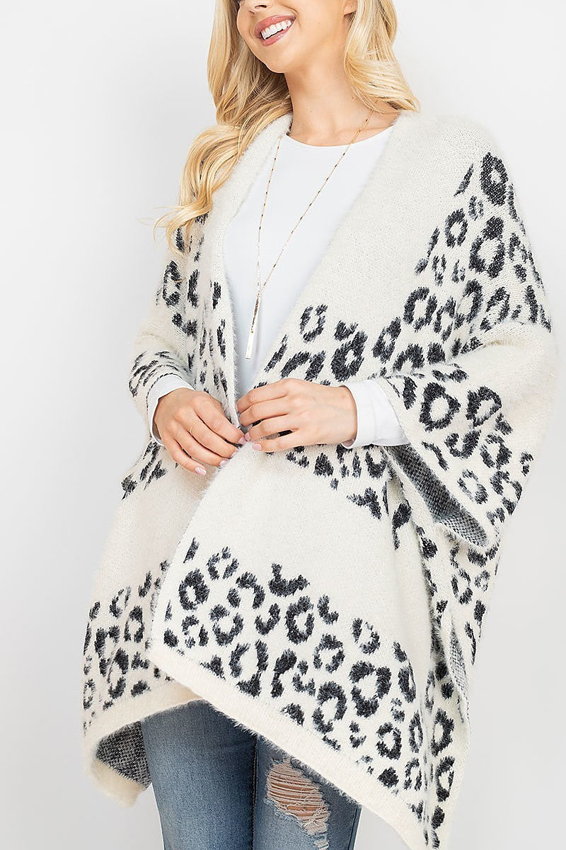 Leopard print sweater kimono (DGS5337)