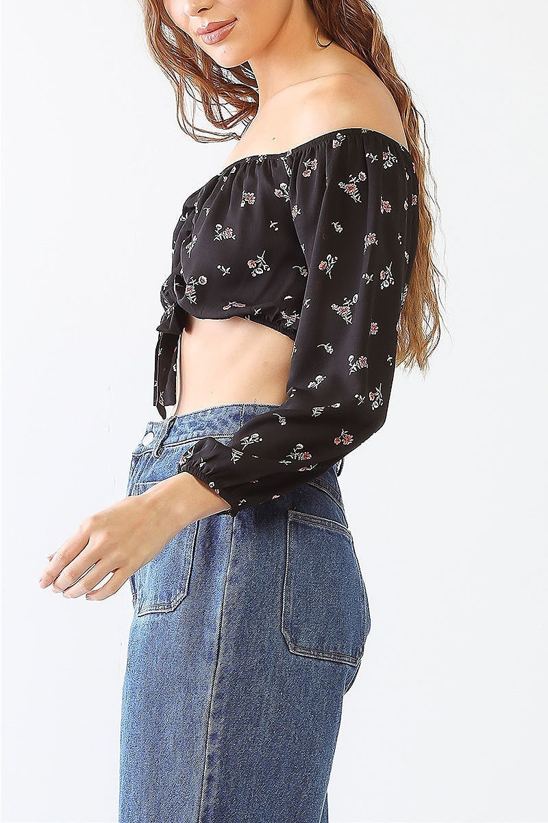 Off shoulder floral print crop top (TED1318)