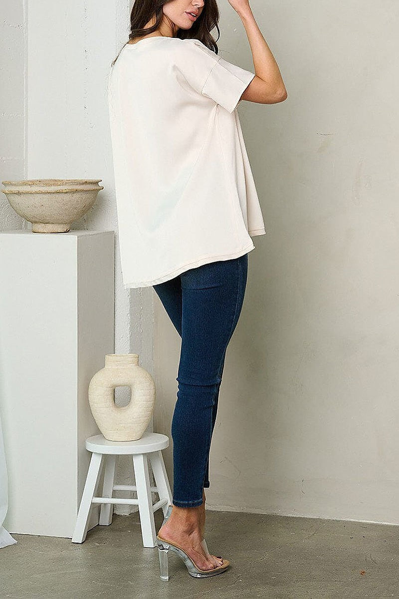 Short sleeve tunic blouse top (EFWT2165-TOP)