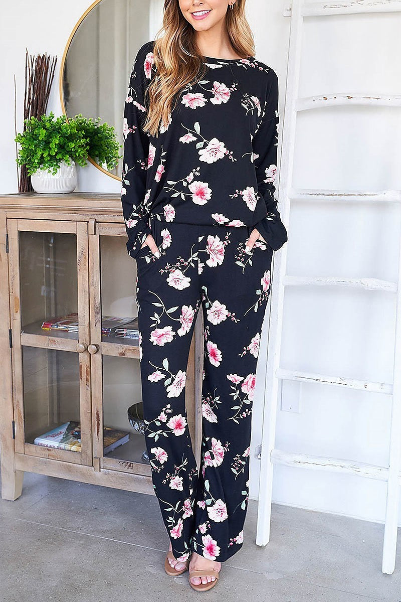 Florla print top and pants set (EF2715)