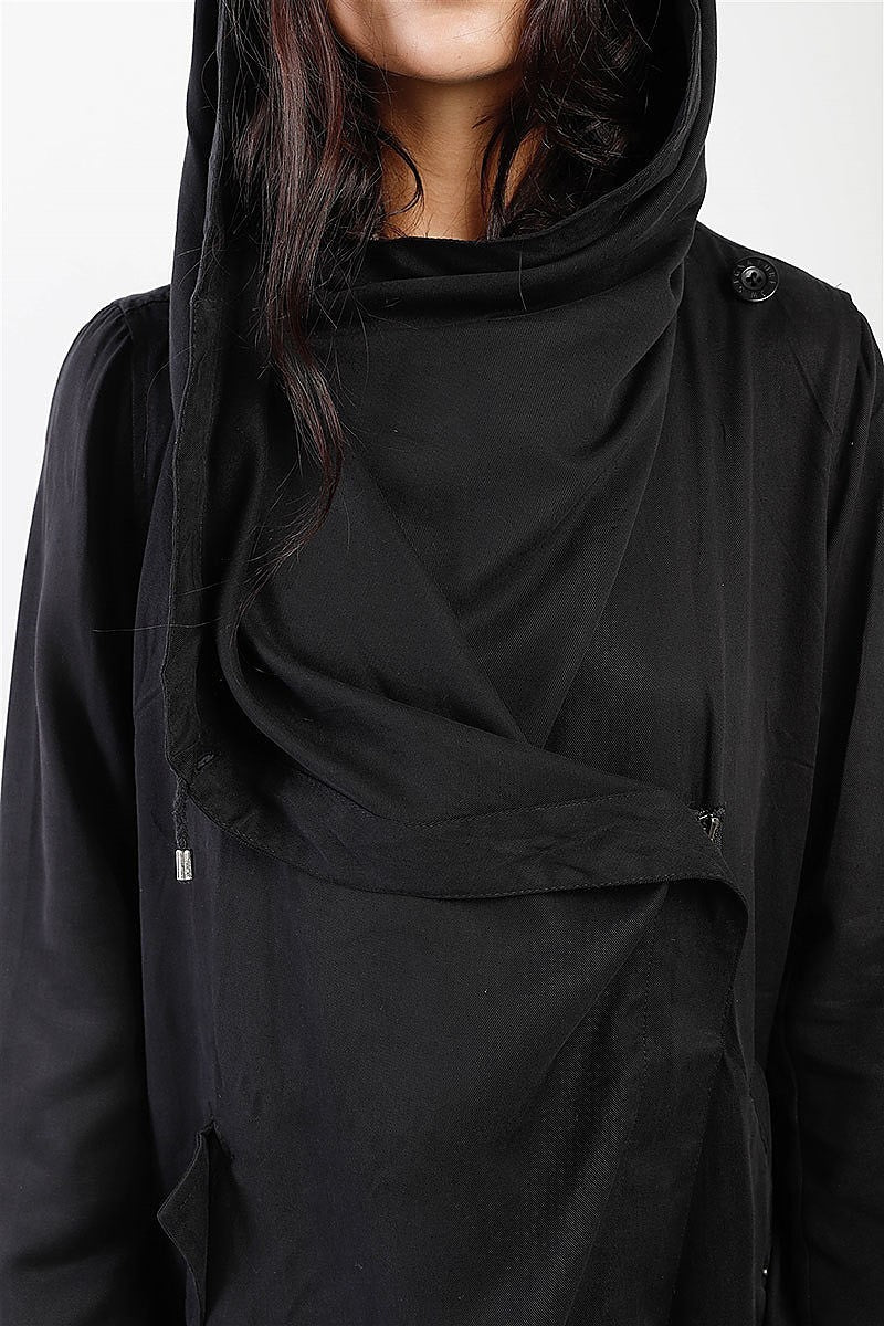 Drape front zipper detail hoodie jacket (TDG9086)