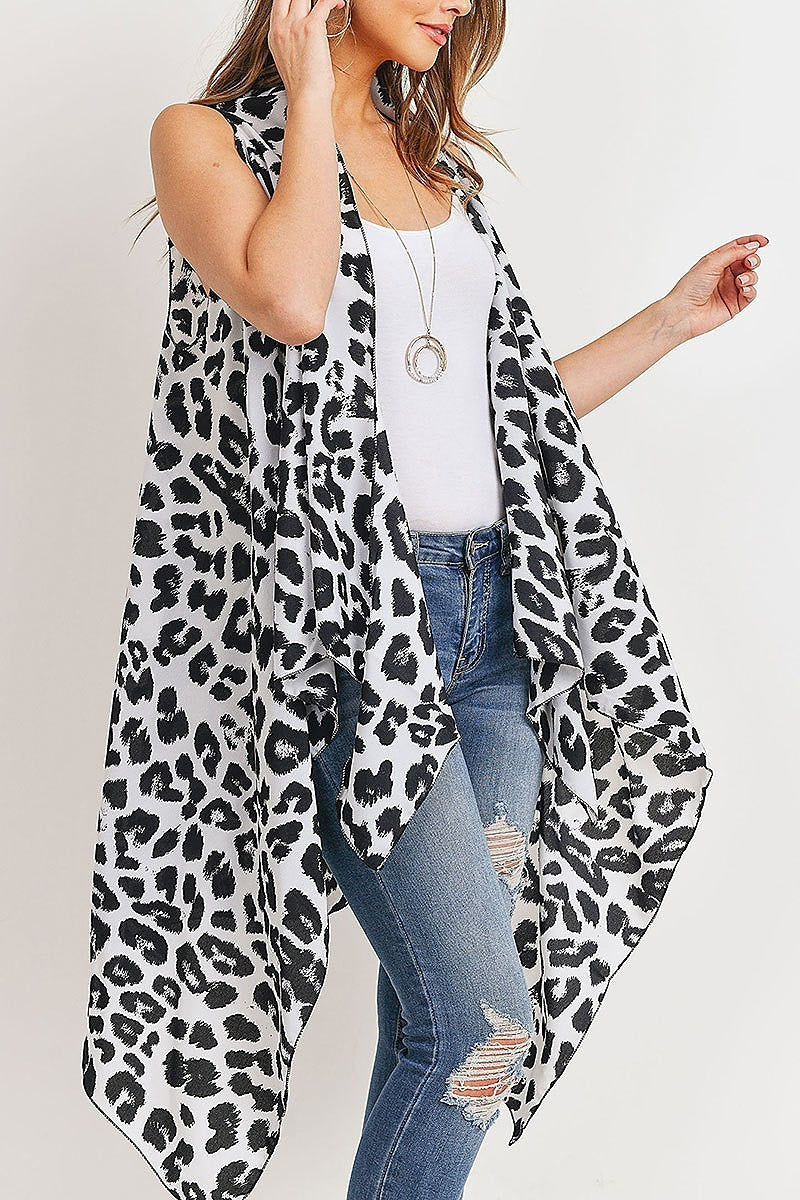 Open front leopard print kimono vest (DGS5166)