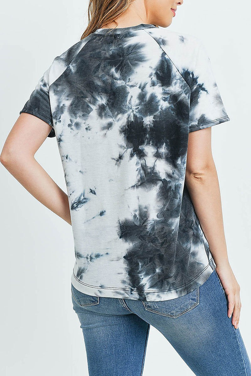 Round neck tie dye loose fit top (ED8770-3)