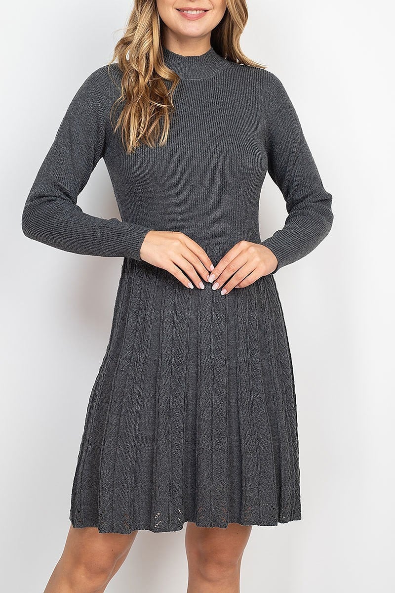 Ribbed knit chevron sweater knit dress (DED6847)