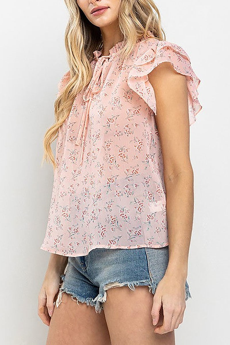 Floral print ruffled blouse top (EDSW4478)