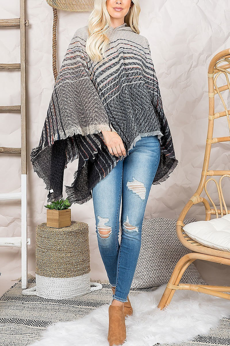 Two tone hooded poncho (DGS5469)