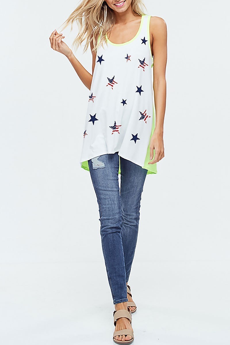 Star all over neon tank top (EF4442)