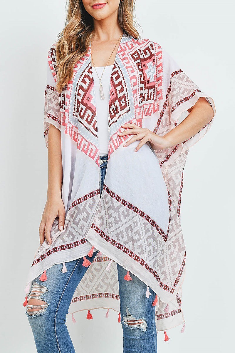 Bohemian open front tassel kimono (EF1107)